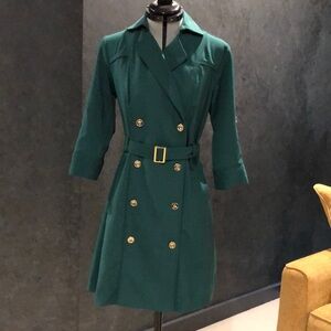Sharagano Kelly Green Blazer Dress with Gold Tone Buttons